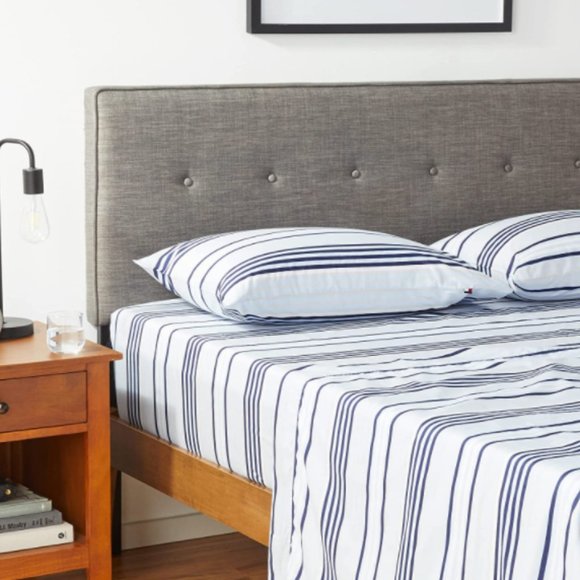 Tommy Hilfiger Other - Queen 100% Cotton Percale Sheet Set in Bold Ocean Stripe 4-Piece Hilfiger Sheet